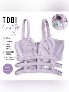 TOBI Lavender Strappy Corset Bustier Crop Top 💜